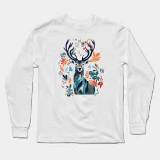 Colorful Nature Inspired Stag Long Sleeve T-Shirt